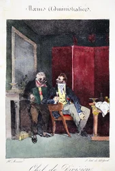 Avdelningschef, illustration från "Mores Administratives, Dessinées Enligt Nature" av Henri Monnier, litografi av Delpech, pub. Paris, ca 1828 (handfärgad litho)